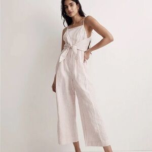 Sold out! Madewell Striped Linen Jumpsuit in Cream and Pink